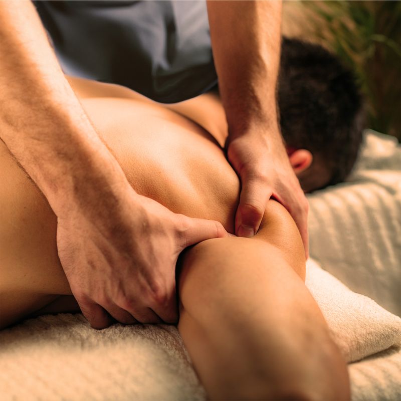 Strong sports massage therapy for deltoid muscles